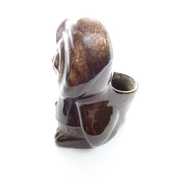 Vintage Owl Planter Small Brown Ceramic Pot Vase Woody Brown Rustic Shabby Decor - Picture 5 of 5